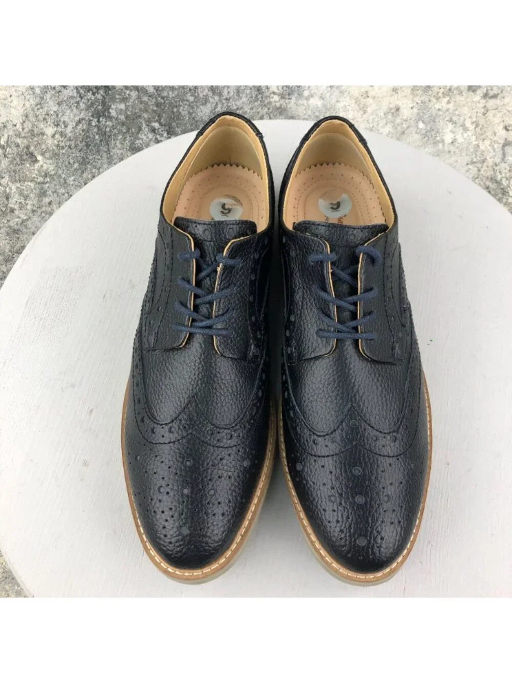 Weatherproof Vintage Shoes Men's Size 9M Wayne Black Leather Wingtip Oxfords